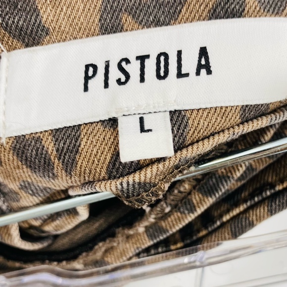 Pistola Animal Print Frayed Hem Mini Skirt Tan Black Size Large - Picture 2 of 4